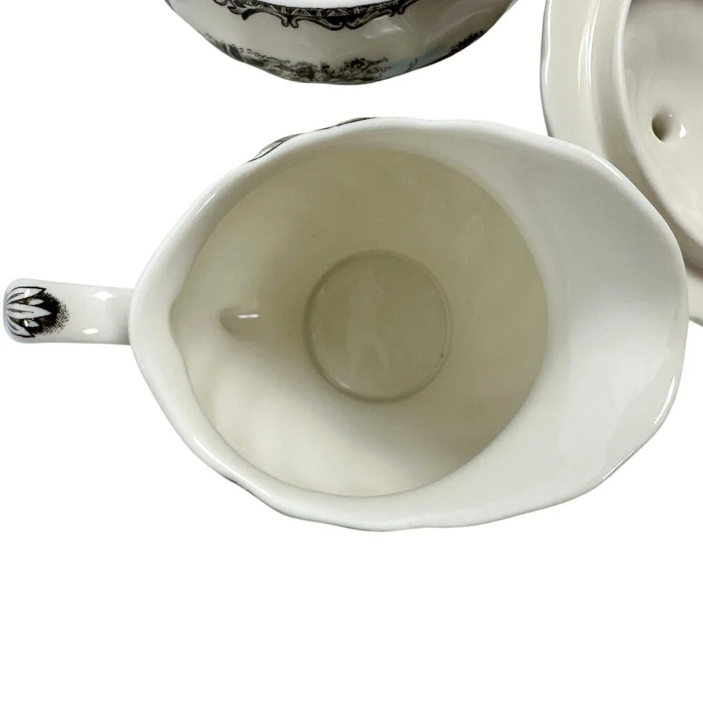 Vintage Johnson Brothers Friendly Village Covered Sugar Bowl & Creamer England